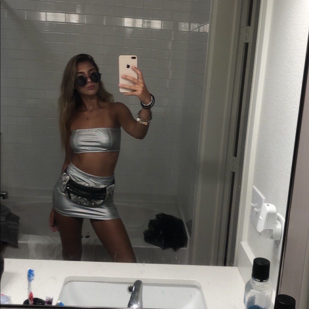 Holographic Two piece Rave Co-Ord skirt set!